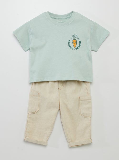 Conjunto calções + t-shirt estampada - 2 peças - Kiabi