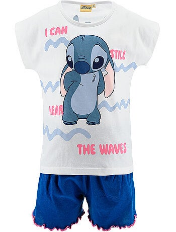 Conjunto calções + t-shirt lilo & stitch branco menina | licença oficial