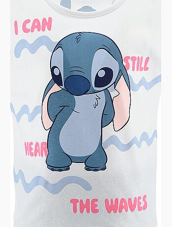 Conjunto calções + t-shirt lilo & stitch branco menina | licença oficial