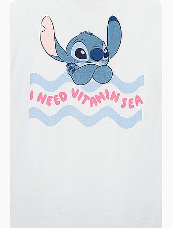 Conjunto calções + t-shirt lilo & stitch branco menina | licença oficial