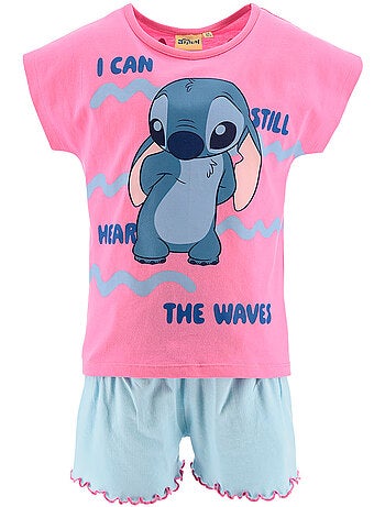 Conjunto calções + t-shirt lilo & stitch rosa menina | licença oficial