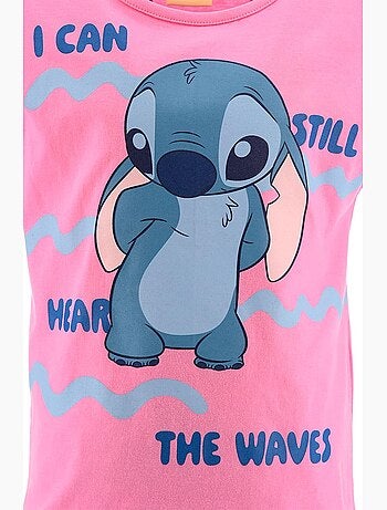 Conjunto calções + t-shirt lilo & stitch rosa menina | licença oficial