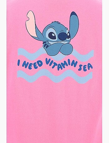 Conjunto calções + t-shirt lilo & stitch rosa menina | licença oficial