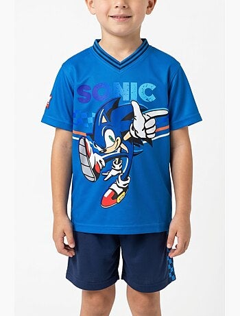 Conjunto calções + t-shirt sonic menino | licença oficial