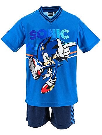 Conjunto calções + t-shirt sonic menino | licença oficial