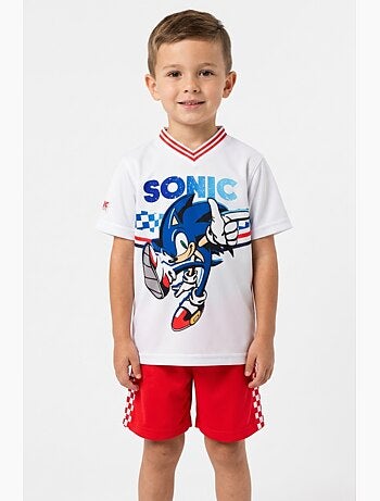 Conjunto calções + t-shirt sonic menino | licença oficial