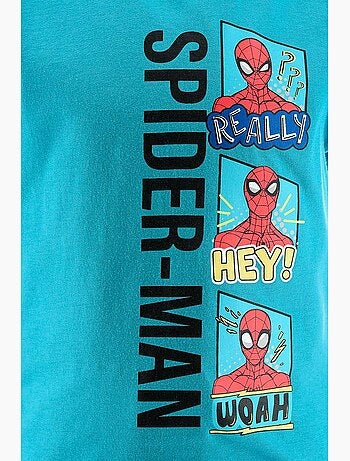 Conjunto calções + t-shirt spider-man turquesa menino | licença oficial