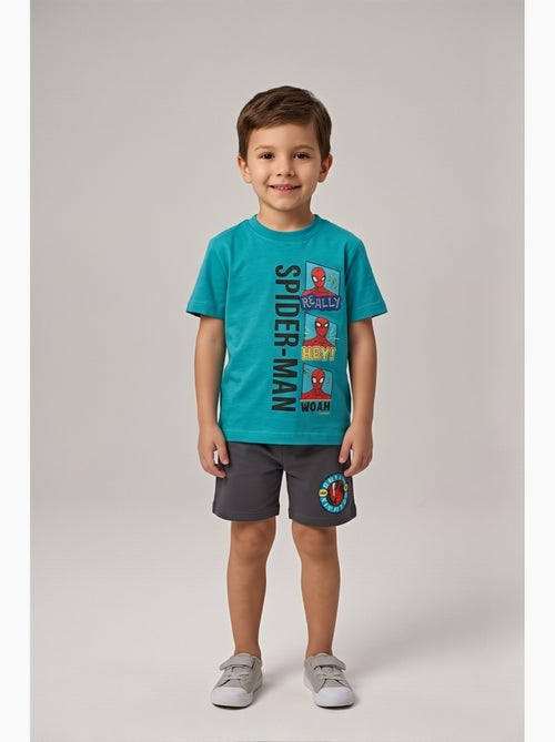 Conjunto calções + t-shirt spider-man turquesa menino | licença oficial - Kiabi Conjunto calções + t-shirt spider-man turquesa menino | licença oficial - Kiabi