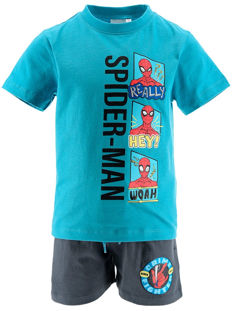 Conjunto calções + t-shirt spider-man turquesa menino | licença oficial Azul-turquesa - Kiabi