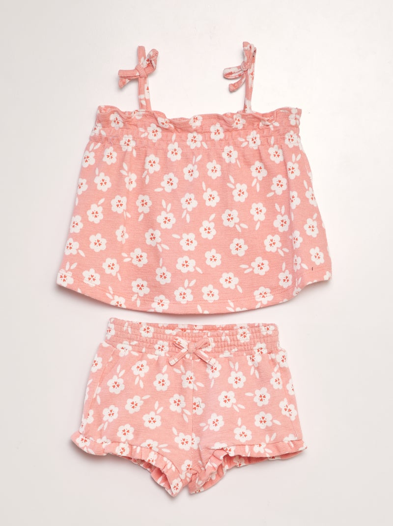 Conjunto calções + top de alças estampado - 2 peças ROSA - Kiabi