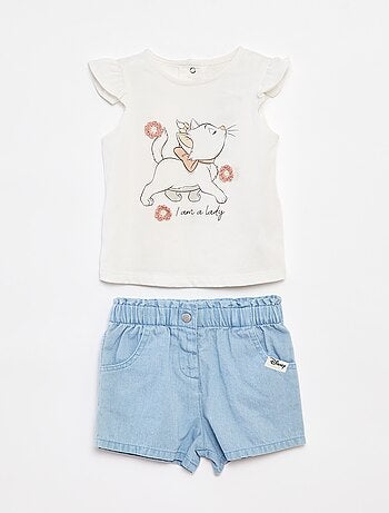 Conjunto calções + top de alças estampado 'Maria'