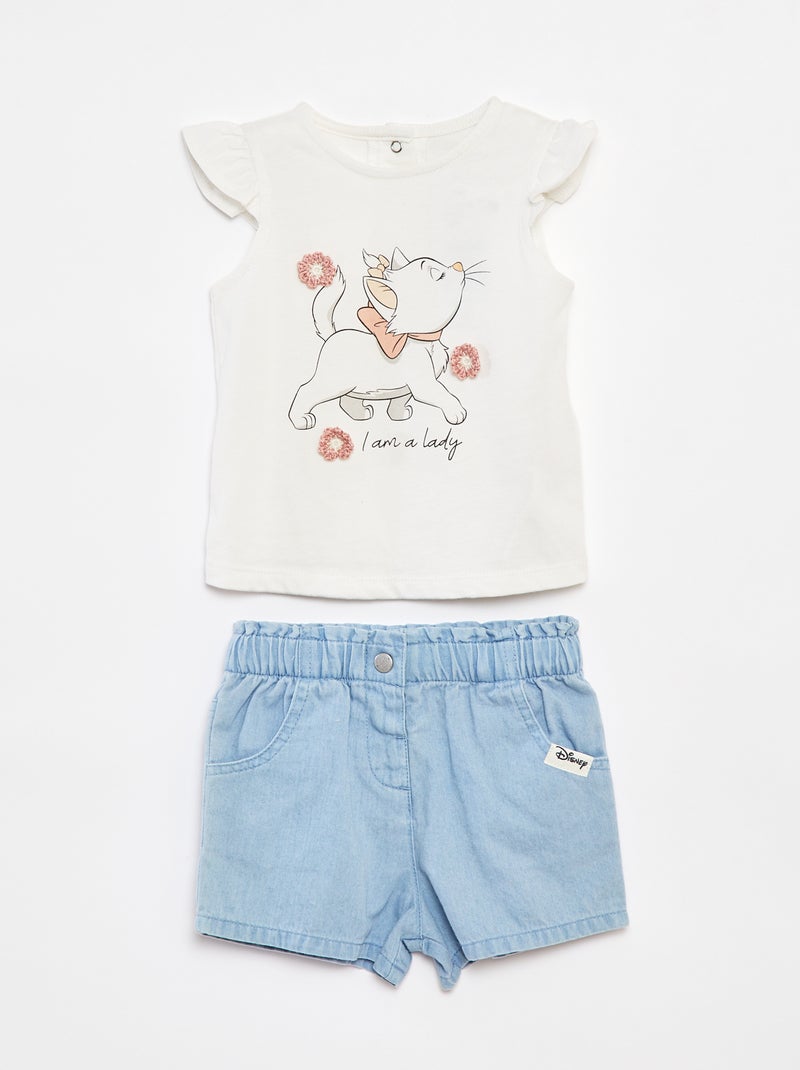 Conjunto calções + top de alças estampado 'Maria' BRANCO - Kiabi