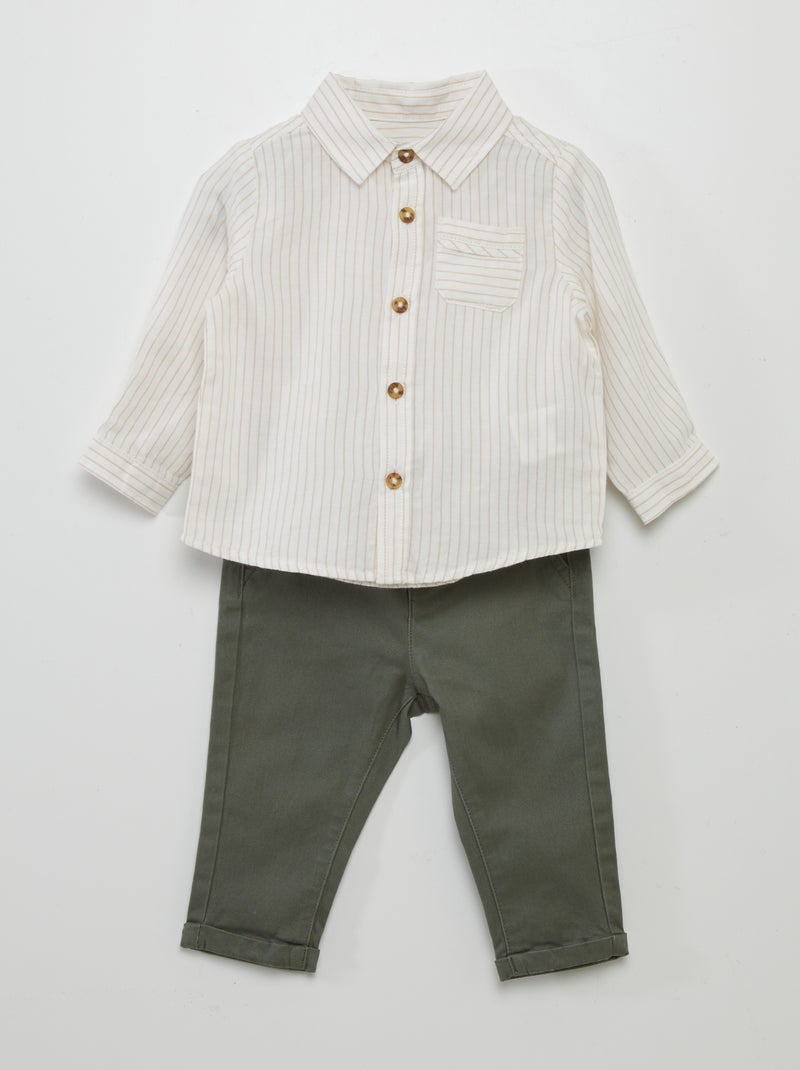 Conjunto camisa + calças - 2 peças BRANCO - Kiabi