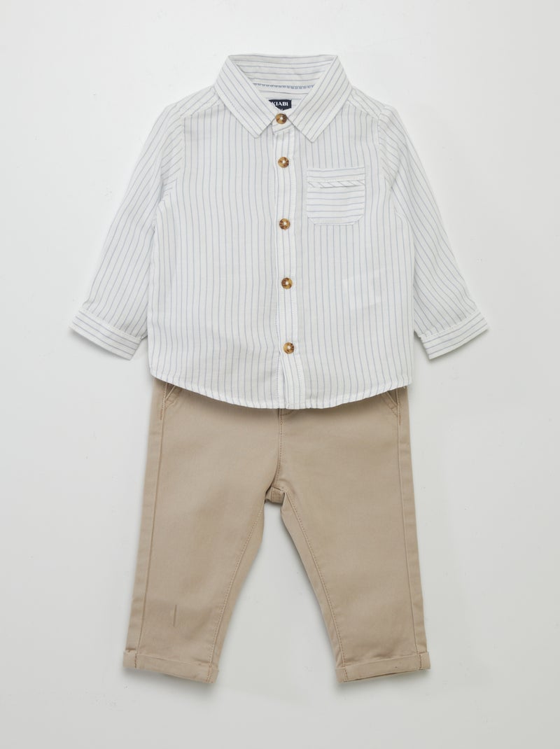 Conjunto camisa + calças - 2 peças BRANCO - Kiabi
