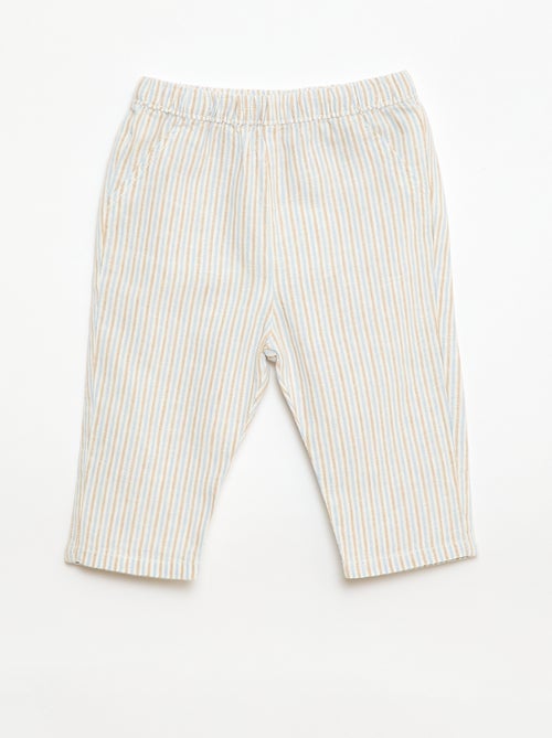 Conjunto camisa + calças em linho misturado - 2 peças - Kiabi