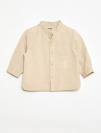 Conjunto camisa + calças em linho misturado - 2 peças