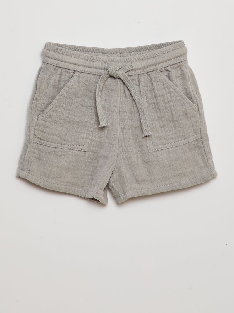 Conjunto camisa + calções em gaze de algodão - 2 peças CINZA - Kiabi