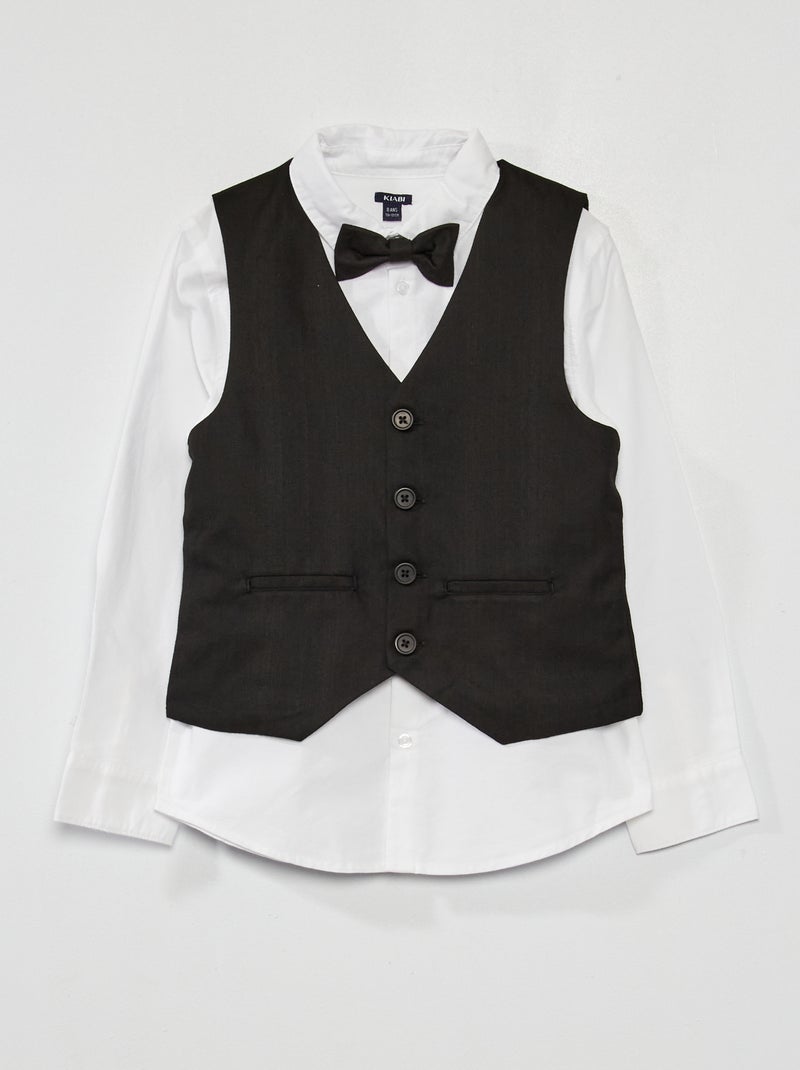 Conjunto camisa + casaco + laço  3 peças Branco - Kiabi
