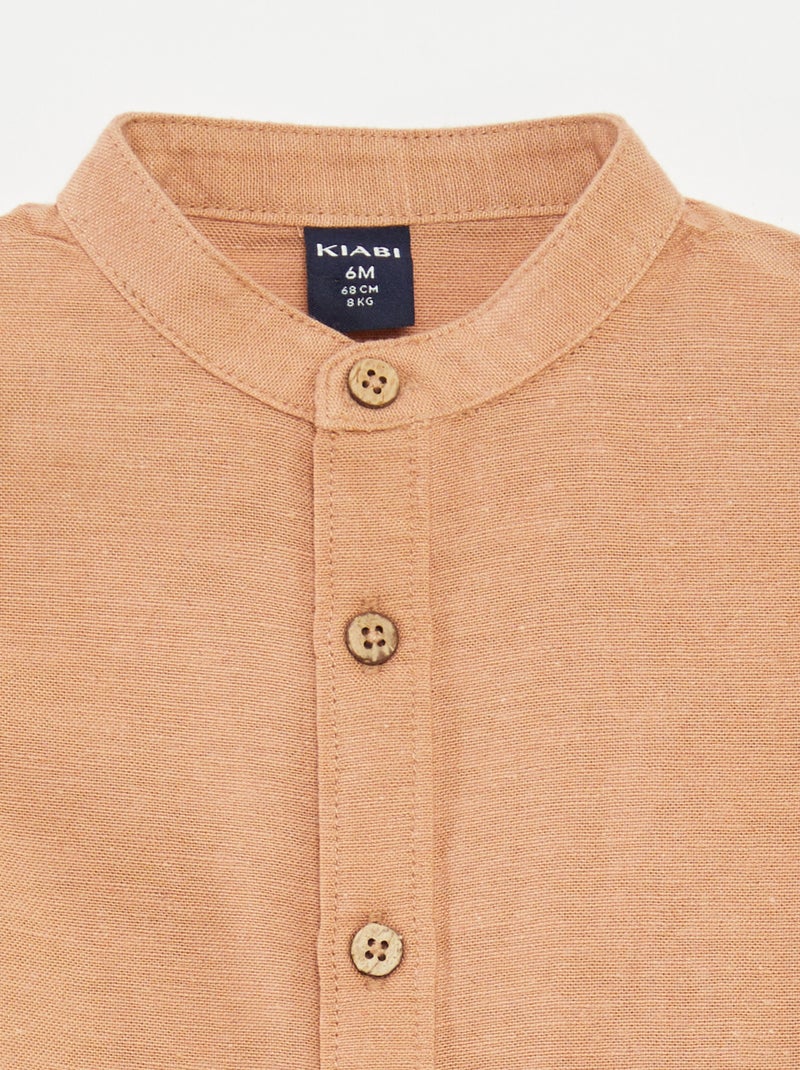 Conjunto camisa com gola mao + calções - 2 peças CASTANHO - Kiabi