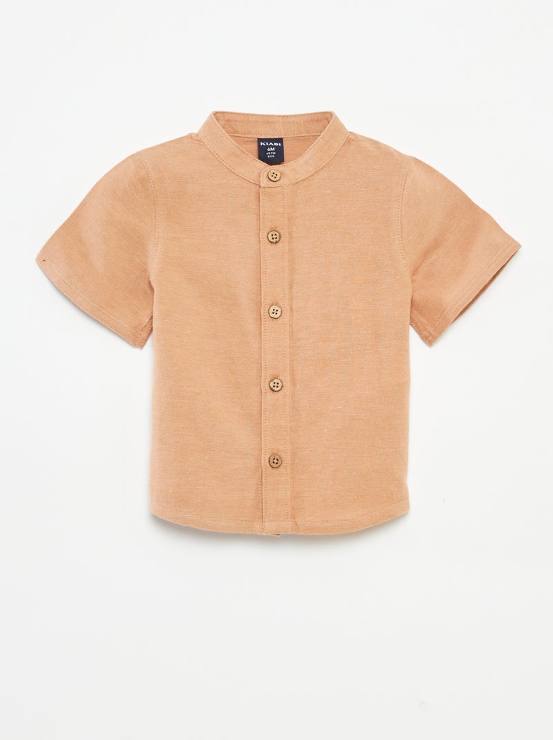 Conjunto camisa com gola mao + calções - 2 peças CASTANHO - Kiabi