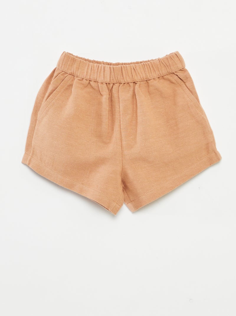 Conjunto camisa com gola mao + calções - 2 peças CASTANHO - Kiabi