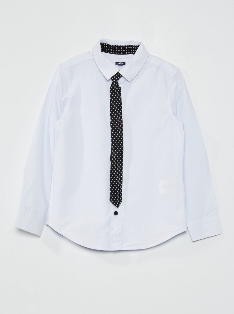 Conjunto camisa de algodão + gravata PRETO - Kiabi