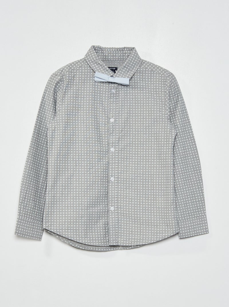 Conjunto camisa de algodão + laço AZUL - Kiabi
