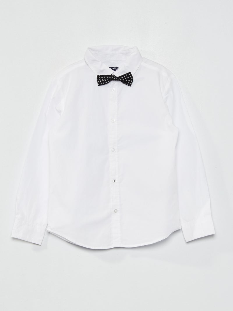 Conjunto camisa de algodão + laço BRANCO - Kiabi