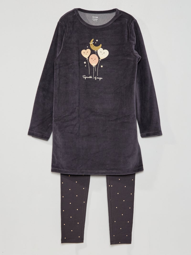 Conjunto camisa de dormir + leggings PRETO - Kiabi
