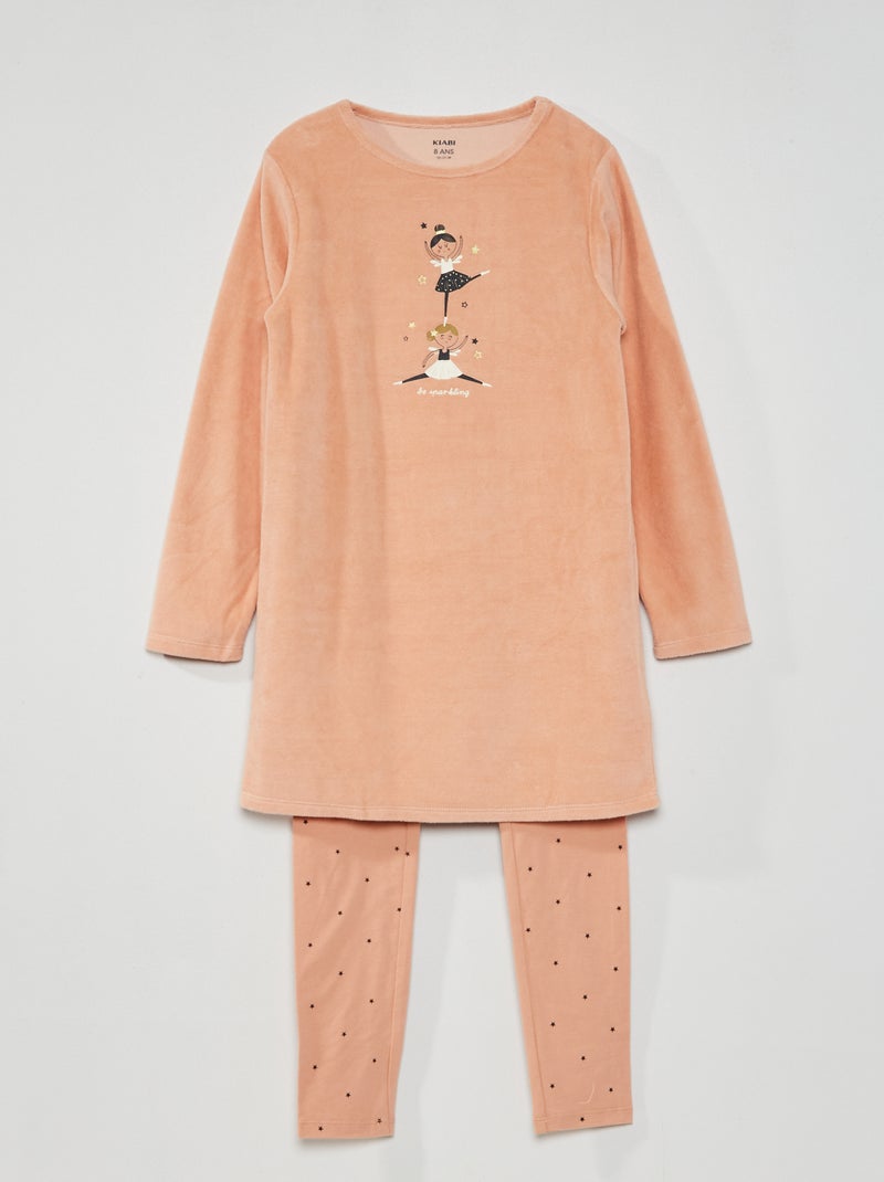 Conjunto camisa de dormir + leggings ROSA - Kiabi