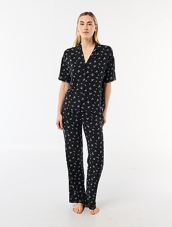 Conjunto camisa de noite às riscas