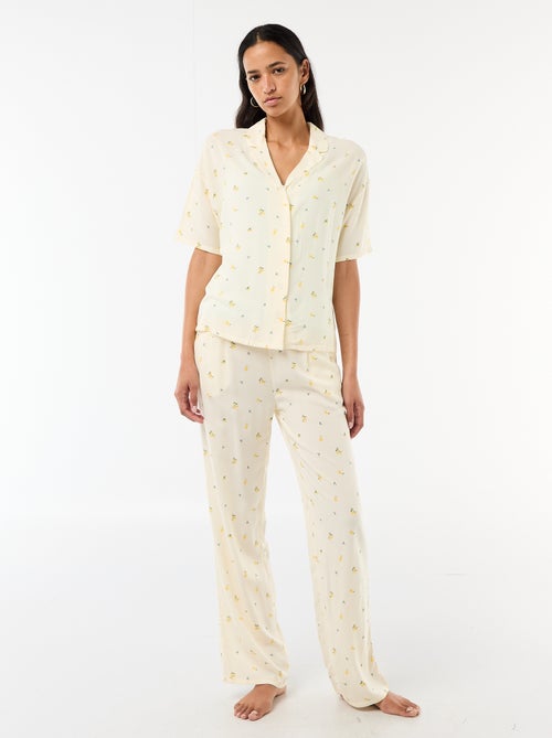 Conjunto camisa de noite às riscas - Kiabi