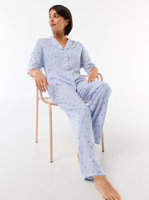 Conjunto camisa de noite às riscas - Kiabi