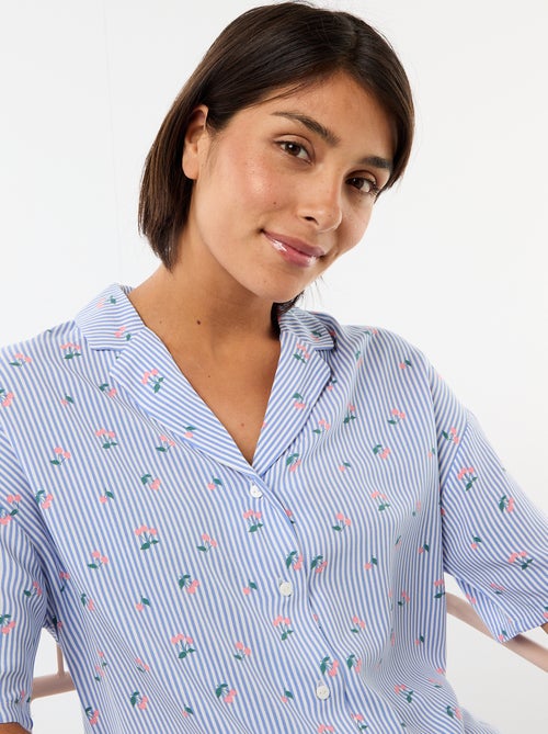 Conjunto camisa de noite às riscas - Kiabi