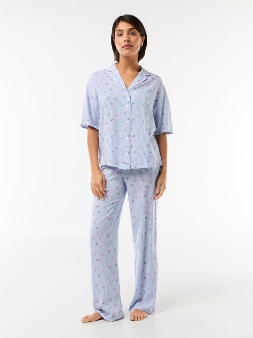 Conjunto camisa de noite às riscas - Kiabi