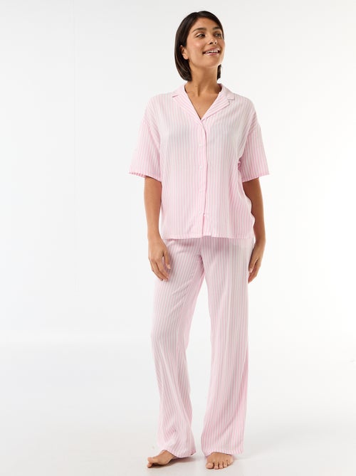 Conjunto camisa de noite às riscas - Kiabi