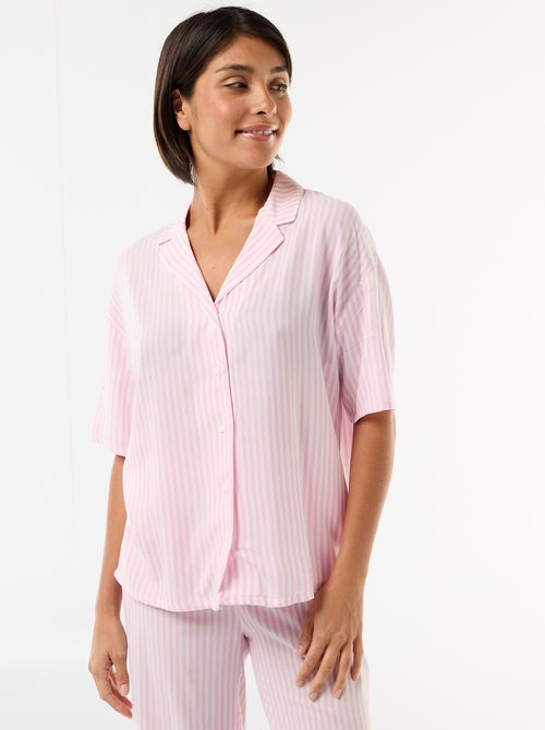 Conjunto camisa de noite às riscas - Kiabi