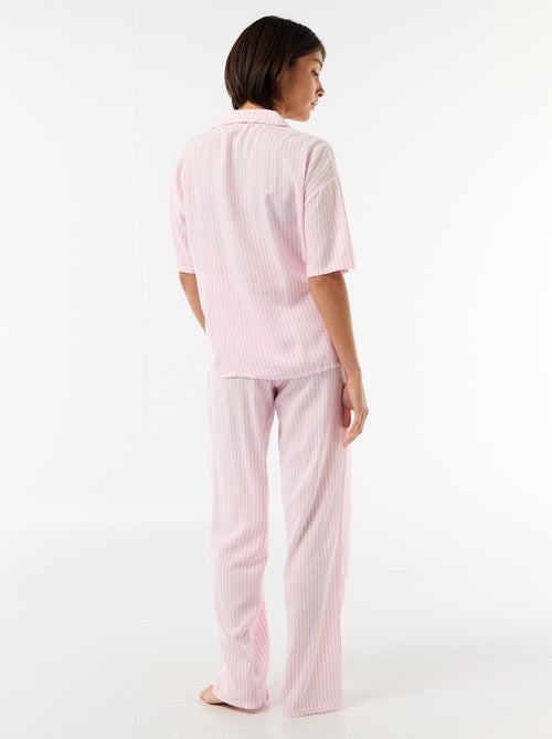 Conjunto camisa de noite às riscas - Kiabi