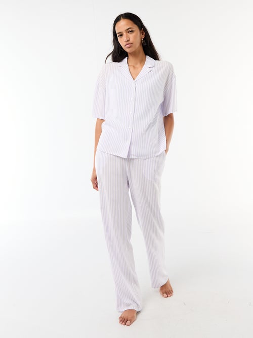 Conjunto camisa de noite às riscas - Kiabi