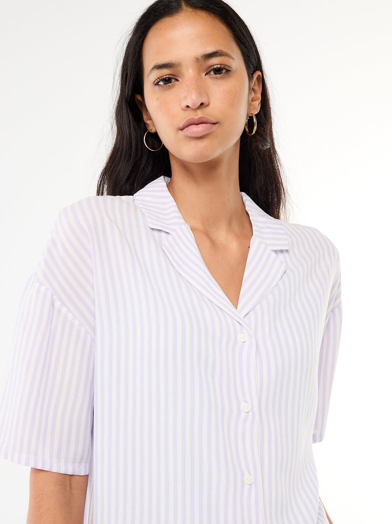 Conjunto camisa de noite às riscas Violeta - Kiabi