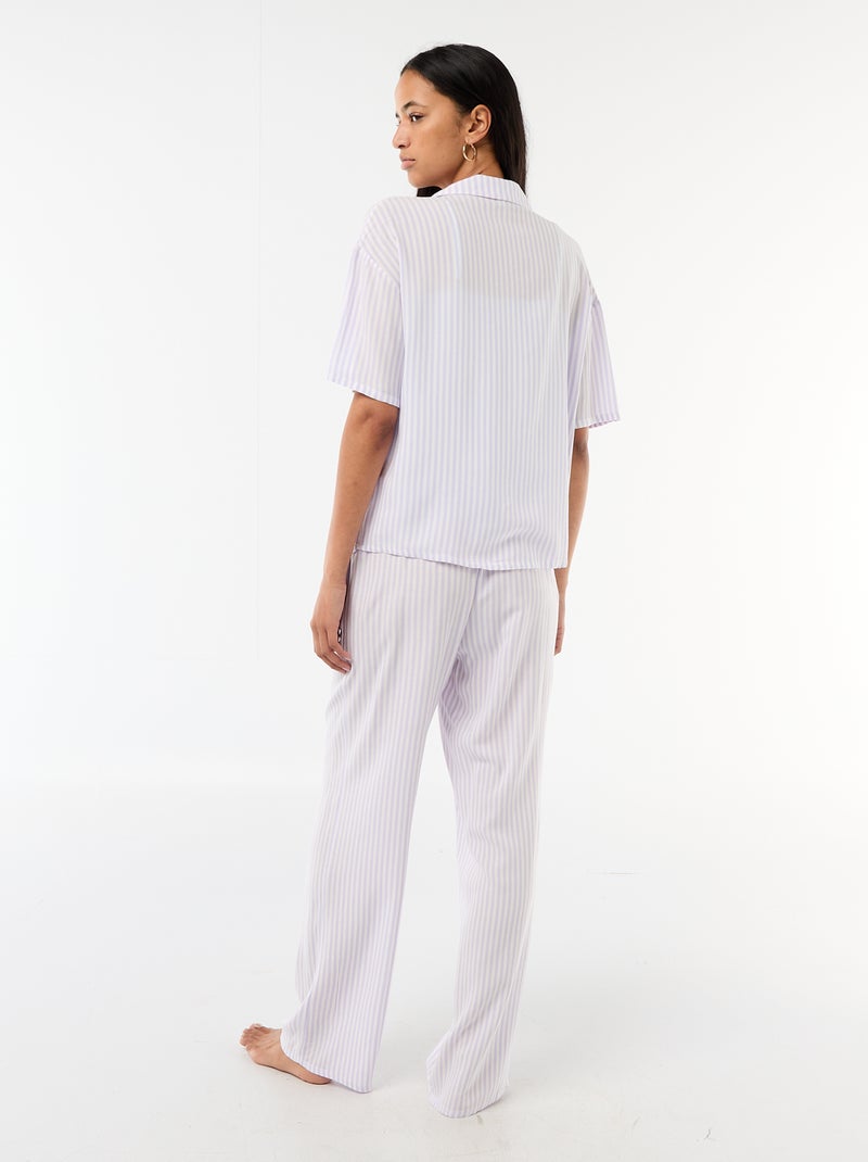 Conjunto camisa de noite às riscas Violeta - Kiabi