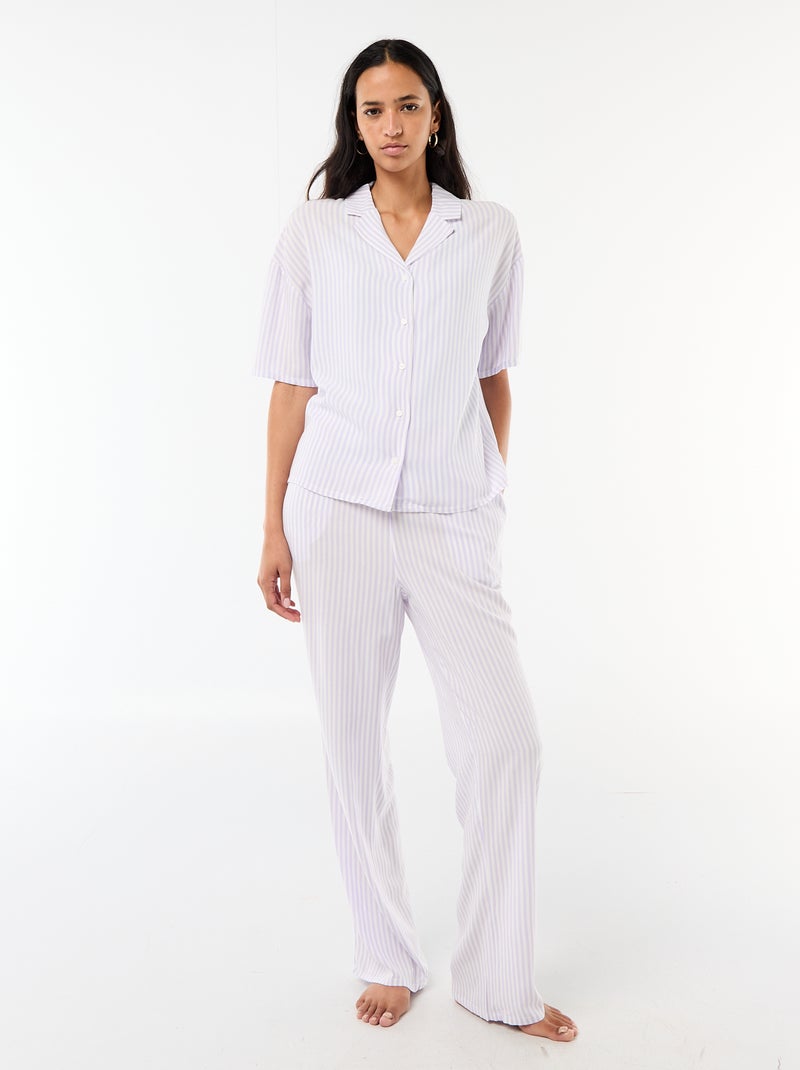 Conjunto camisa de noite às riscas Violeta - Kiabi