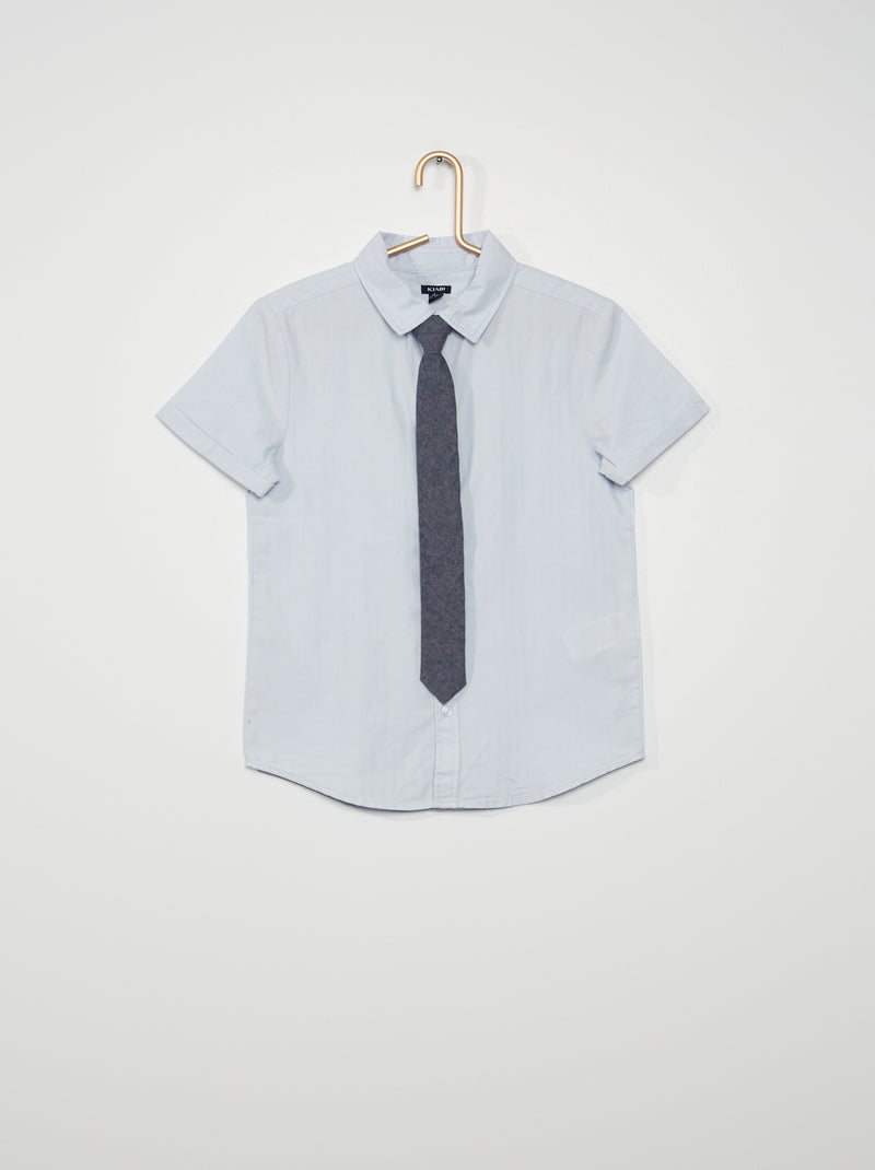 Conjunto camisa e gravata Azul Acinzentado - Kiabi