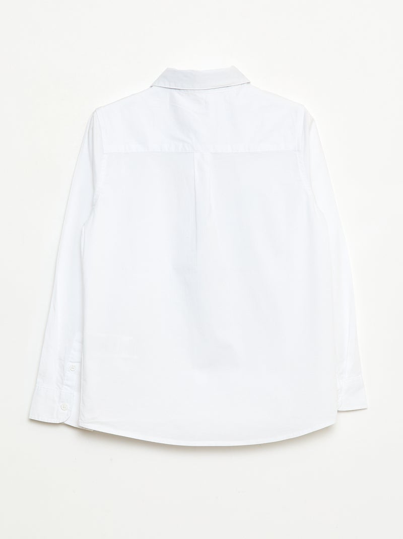 Conjunto Camisa + Gravata em popelina com velcro - 2 peças Branco - Kiabi