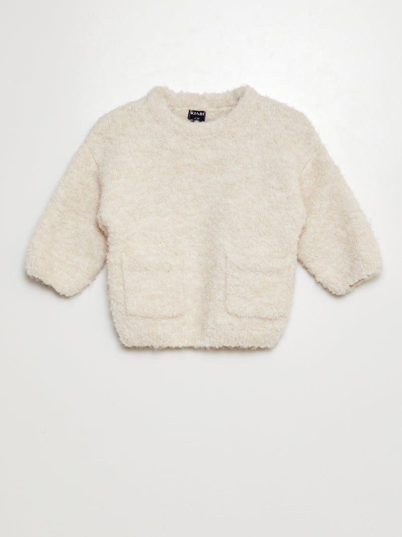 Conjunto camisola + calças de malha peluche - 2 peças BEGE - Kiabi