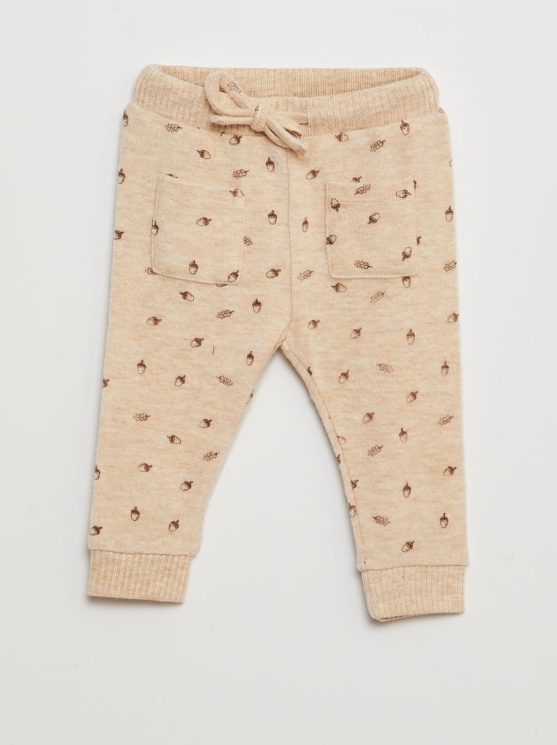 Conjunto camisola + calças de malha peluche - 2 peças BEGE - Kiabi