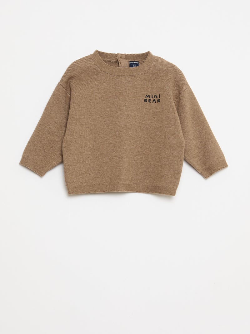Conjunto camisola + calças em malha Bege - Kiabi