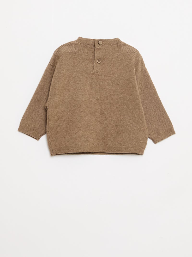 Conjunto camisola + calças em malha Bege - Kiabi