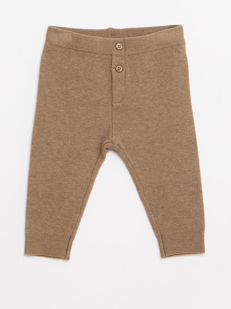 Conjunto camisola + calças em malha Bege - Kiabi