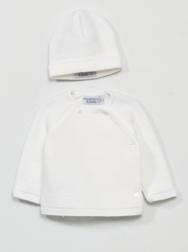 Conjunto camisola + gorro 'Manufacture De Layette' - Fabricado em França Branco - Kiabi